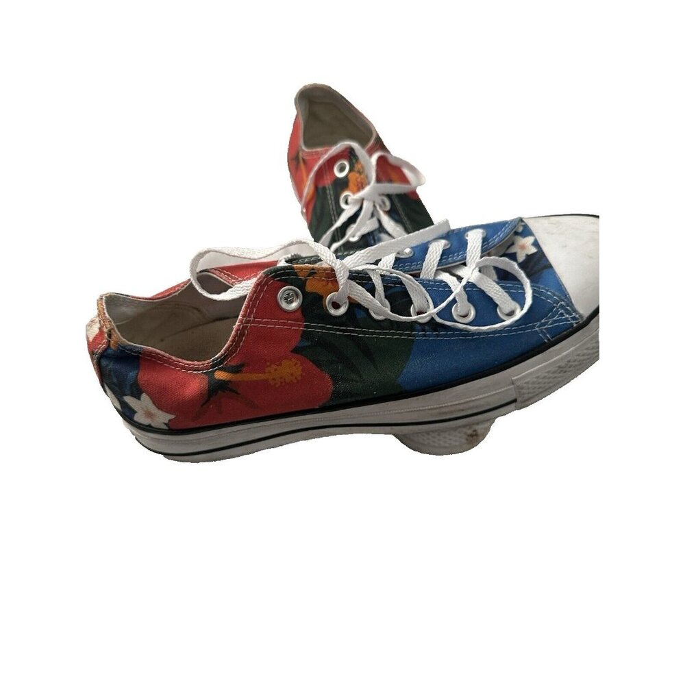 Converse Low Top Floral Canvas Sneakers in Blue, Red, Green